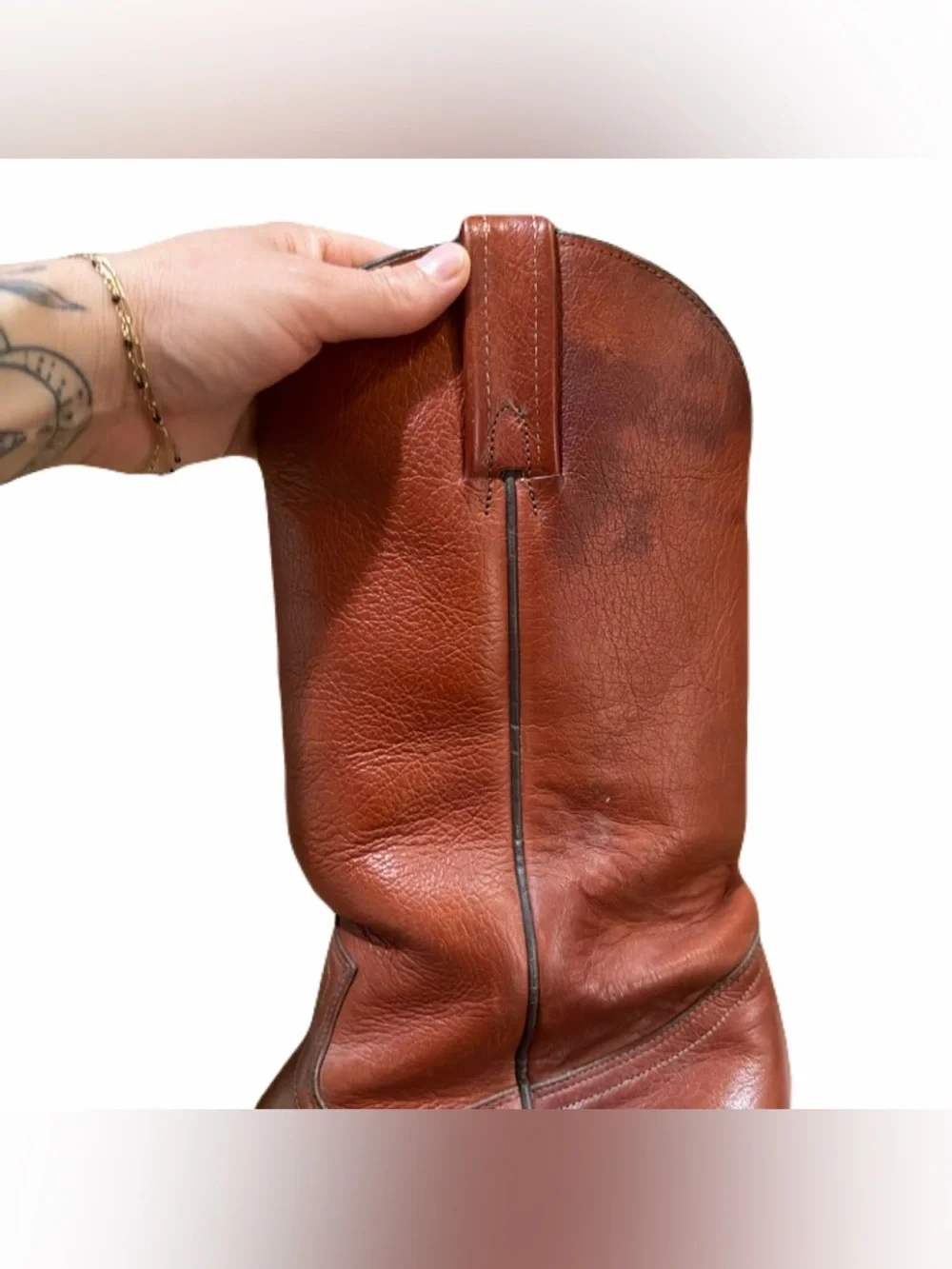 FRYE Vintage Western Mens Boots Cowboy Leather 3811 Cognac Size 11 D USA